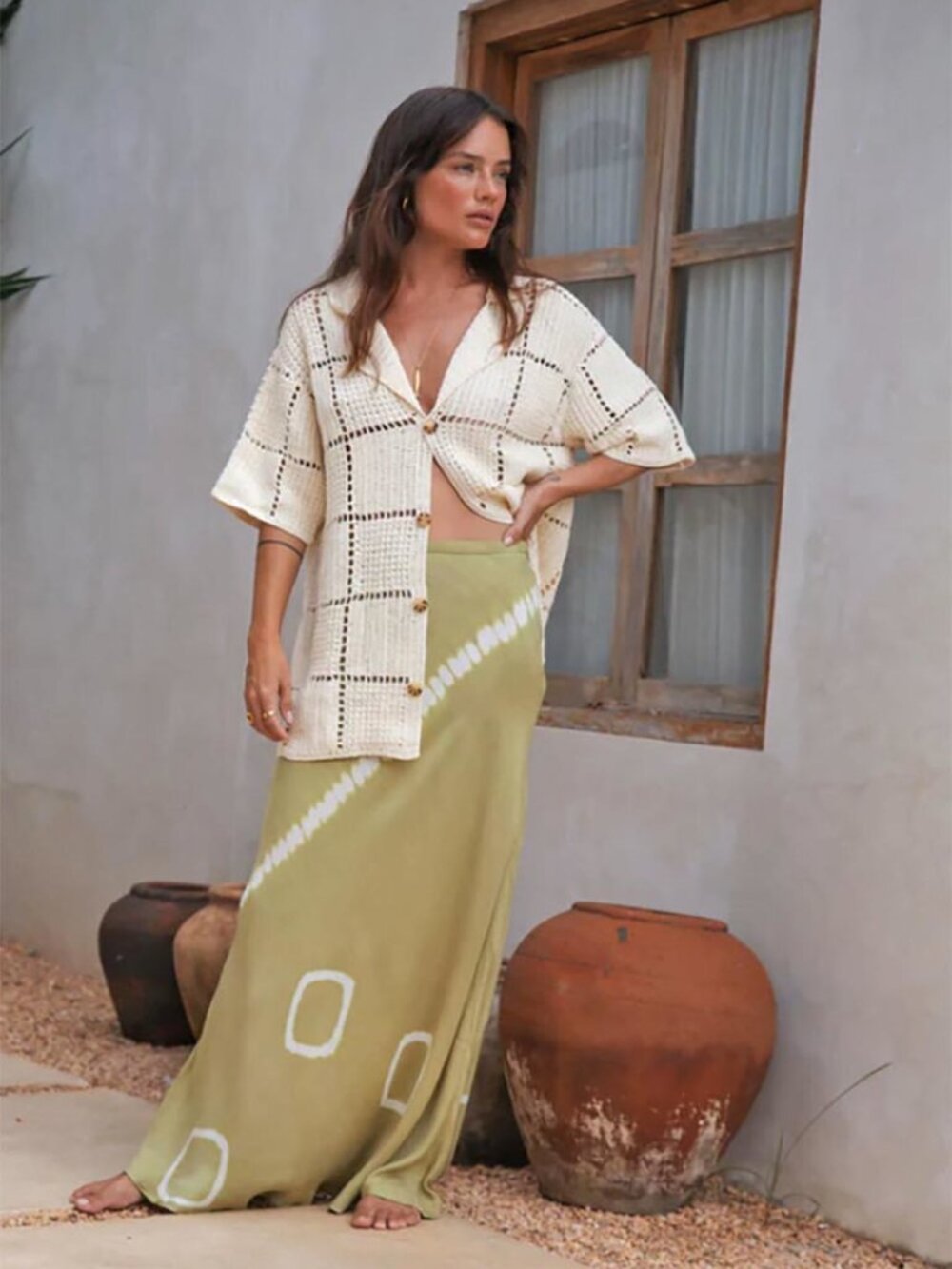 Maurie + Eve Travel On Crochet Shirt in Cream